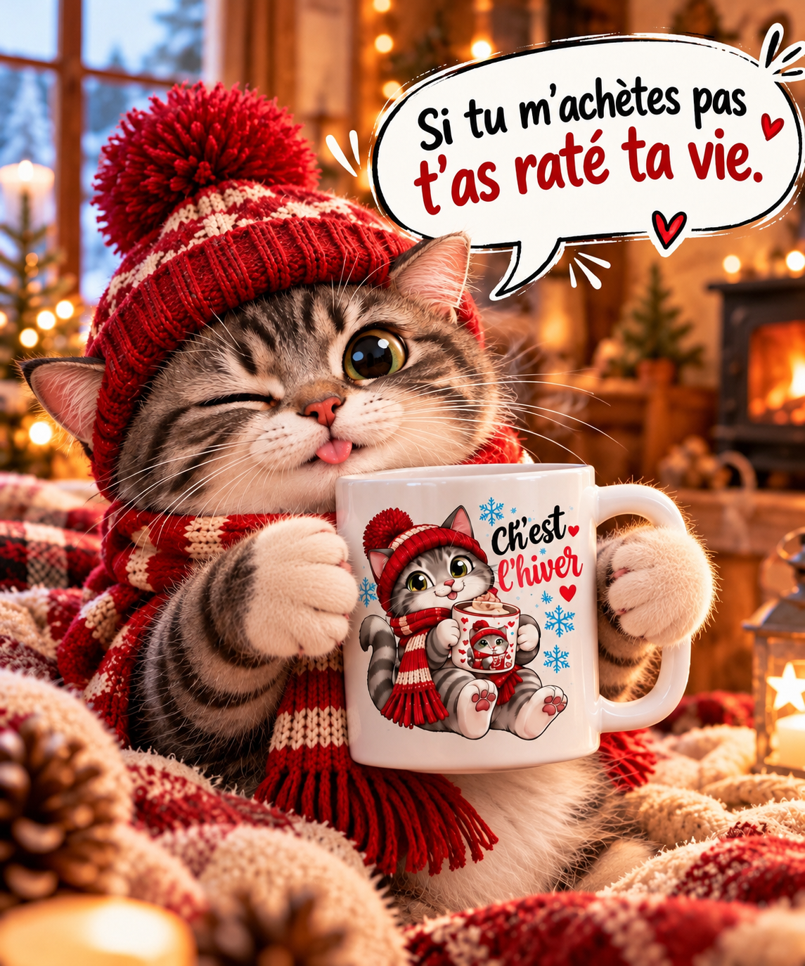 Mug chat ch’est l’hiver